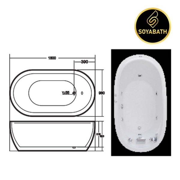 Bồn tắm Oval Soya SY-BO101 đặt sàn chính hãng - Công nghệ. Mỹ