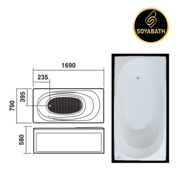 Kích thước bồn tắm dài Soya SY - BD033 đặt sàn chính hãng