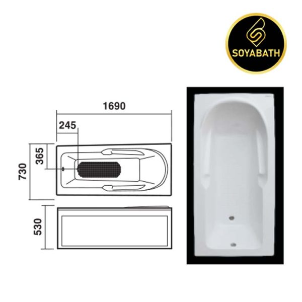 Kích thước bồn tắm dài Soya SY - BD042 đặt sàn chính hãng - Công nghệ Mỹ